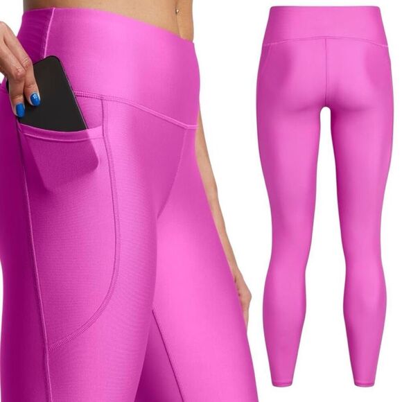 Under Armour UA Vivid Magenta Pink Tech HeatGear High Waisted Leggings Size 2XL - Picture 3 of 13